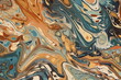 © Stock'd  - marbled paint abstract pattern ochre and blue with cream background, made with generative ai