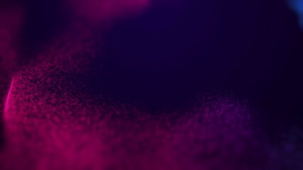 Wall Mural - Glowing curves digital wave particles flows on abstract animation pattern background. Visualization of data 3D cyberspace in seamless video loop.