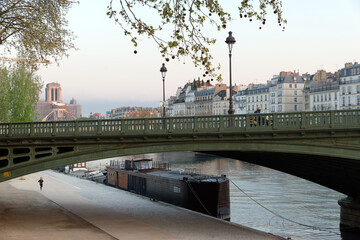 Poster - Sully bridge and Seine river quay in Paris city