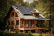 © Amore Sea - Solar photovoltaic panels on the roof modern house. Energy conservation concept. Alternative green energy. Gererated AI.