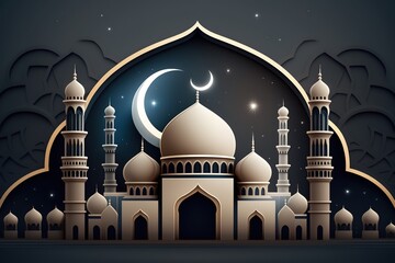 Wall Mural - Islamic background with mosque ornament and night mood generated ai