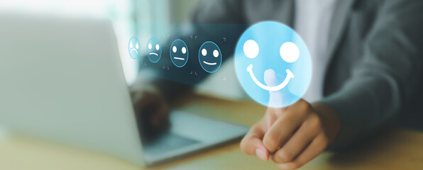 Poster - Customer service satisfaction survey feedback for business review rating and best service or finance digital marketing poll or user comment concepts.