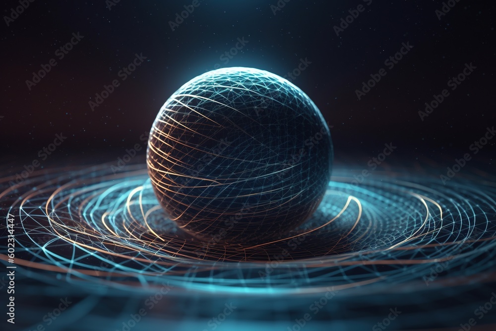 Gravity planet earth, gravitational waves concept. Physical technology ...