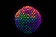 © yj - A symmetrical arrangement of glowing orbs, emitting a spectrum of colors and merging to create a mesmerizing 3D pattern. generative AI