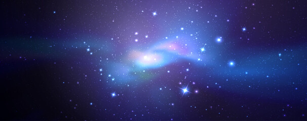 Wall Mural - vector space galaxy realistic illustration. colorful nebula background