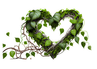 Wall Mural - Heart shaped jungle vines on transparent background, created with generative AI