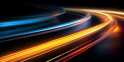 Wall Mural - abstract long exposure dynamic speed light trails background. generative ai