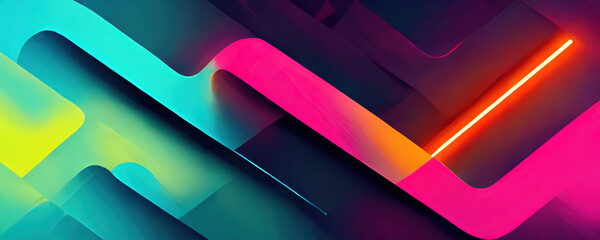 Wall Mural - Neon graphic abstract background color light lines