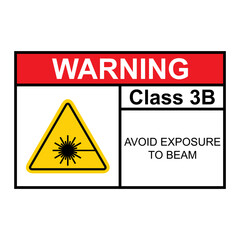 Laser radiation danger class 3B label icon, safety information symbol vector illustration