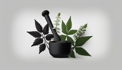 AI-generated illustration of medicinal herbs - black cohosh, powdered. MidJourney.