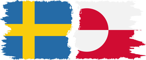 Greenland and Sweden grunge flags connection vector