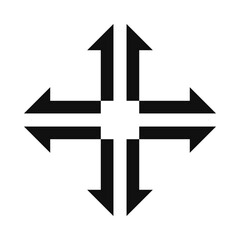 Poster - Four Split Arrows Cross Silhouette Icon