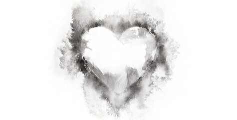 Aufkleber - Watercolour splashes heart on white paper background.