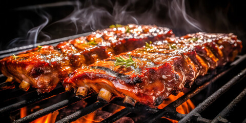 baby back ribs on the grill. generative ai