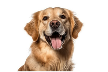 Happy dog isolated on white created with Generative AI technology