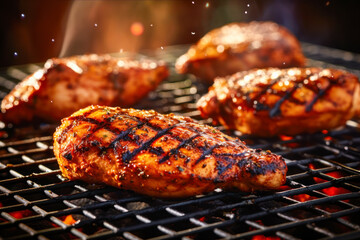 Poster - Chicken breasts on the grill. Generative AI