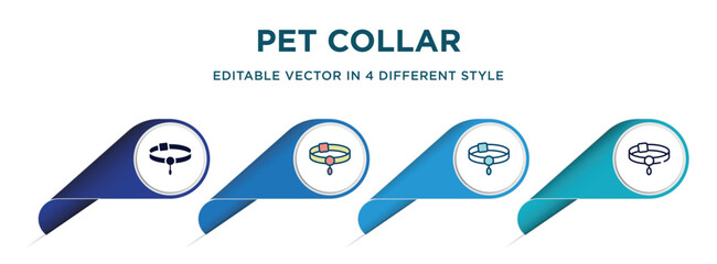 Wall Mural - pet collar icon in 4 different styles such as filled, color, glyph, colorful, lineal color. set of   vector for web, mobile, ui