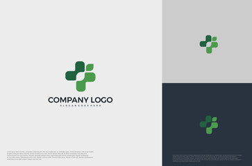 Wall Mural - Health icon and cross sign medical logo. Vector logo design template