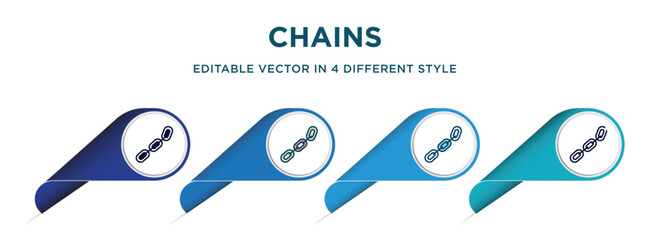 chains icon in 4 different styles such as filled, color, glyph, colorful, lineal color. set of   vector for web, mobile, ui