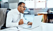 © K Seisa/peopleimages.com - Business man, laptop and trading, winning in investment with celebration and cheers in office with excited employee. Male trader at desk, pc and bonus with investing success, winner and achievement
