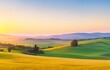 Panorama of sunrise in Tuscany, Italy (Generative AI
