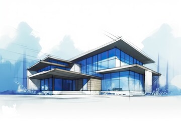 Wall Mural - modern house with large windows for natural light Generative AI