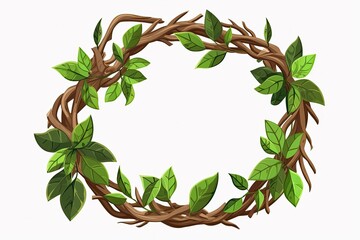 Poster - green leaf wreath on a white background Generative AI