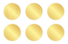Set Of Gold Seals, Label, Badge, Certificate. Vector Illustration 