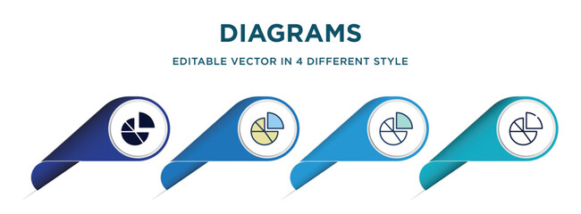 Wall Mural - diagrams icon in 4 different styles such as filled, color, glyph, colorful, lineal color. set of   vector for web, mobile, ui