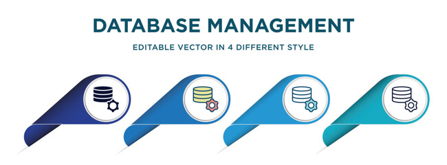 Canvas Print - database management icon in 4 different styles such as filled, color, glyph, colorful, lineal color. set of   vector for web, mobile, ui