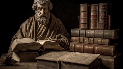 Wall Mural - The stoic German philosopher with his book. AI generated