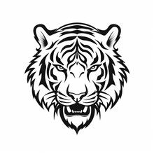 A Tiger Face In A Black And White Pattern - Created With Generative AI Technology