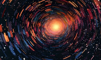 A celestial dance of swirling comets and meteor showers, blending together to form a cosmic and vibrant 3D pattern. generative AI