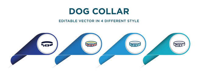 Wall Mural - dog collar icon in 4 different styles such as filled, color, glyph, colorful, lineal color. set of vector for web, mobile, ui