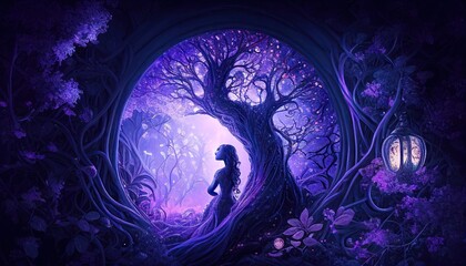 purple and pink fantastic fantastic forest in dream Abstract, Elegant and Modern AI-generated illustration