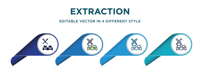 Wall Mural - extraction icon in 4 different styles such as filled, color, glyph, colorful, lineal color. set of vector for web, mobile, ui