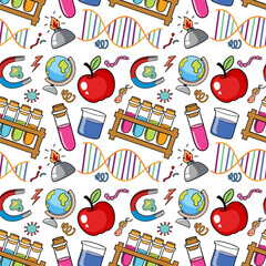 Sticker - Science Objects and Icons Seamless Pattern