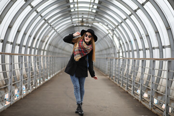 French woman on a walk in the central part of the city