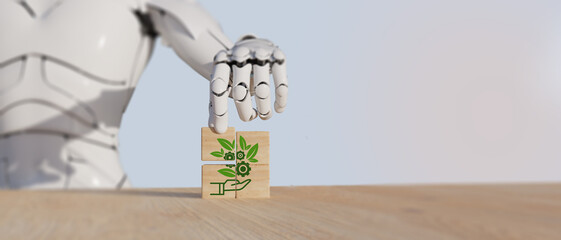 Wall Mural - environmental technology concept. using ai for environmental sustainability and protection. sustaina