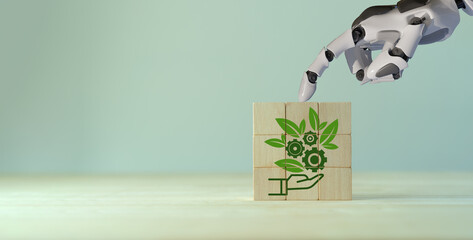 Wall Mural - environmental technology concept. using ai for environmental sustainability and protection. sustaina