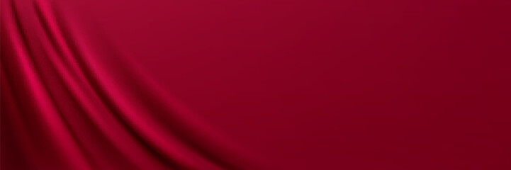 background of magenta satin cloth texture. abstract backdrop with soft silk fabric, bright red curta