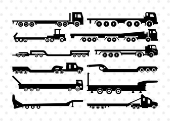 Wall Mural - Lowboy Trailer Truck Silhouette, Lowboy Trailer Truck SVG, Truck Svg, Trucker Svg, Lowboy svg, Lowboy Trailer Truck Bundle, SB00950