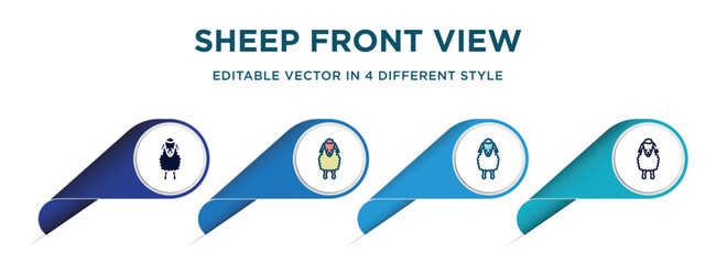 Wall Mural - sheep front view icon in 4 different styles such as filled, color, glyph, colorful, lineal color. set of vector for web, mobile, ui