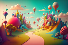 Magic Imaginary World Full With Color And Happiness. Generative Ai.