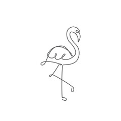 Wall Mural - Flamingo One line drawing on white background