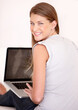 © Mark F/peopleimages.com - Relax, laptop screen and portrait with woman in living room for social media, mockup and website. Search, technology and digital with female user typing at home for connection, email and internet