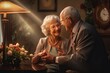 © Sasint - Senior couples take care of each other together time in their living room, Generative AI