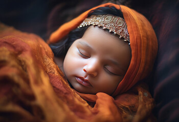 Wall Mural - Close up of an isolated lovely hindi baby sleeping