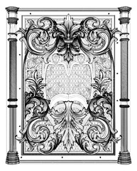 Wall Mural - Antique Wall Panel Frame Vector. Illustration Isolated On White Background. A Vector Illustration Of Antique Wall Panel.