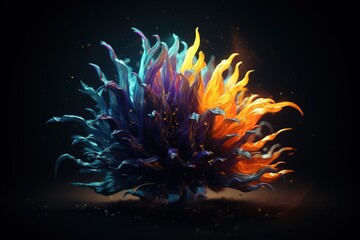 Wall Mural - a flower with many colors, set against a black backdrop Generative AI